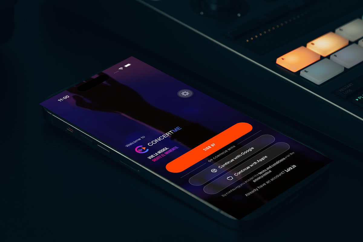 Close-up of a smartphone displaying an EDM music app, showcasing modern technology and mobile design.